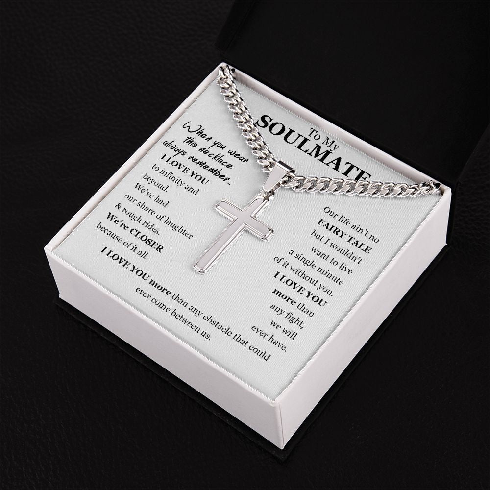 Personalized To My Soulmate Cross Necklace, Anniversary Gift, Boyfriend Gift, Soulmate Gift, Promise Necklace