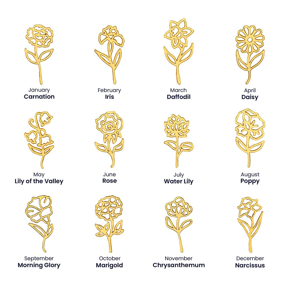 To My Daughter Personalized Birthflower Month Name Necklace, Birthday Gift for Daughter, Birth Month Flower Necklace, Daughter Gift from Mom