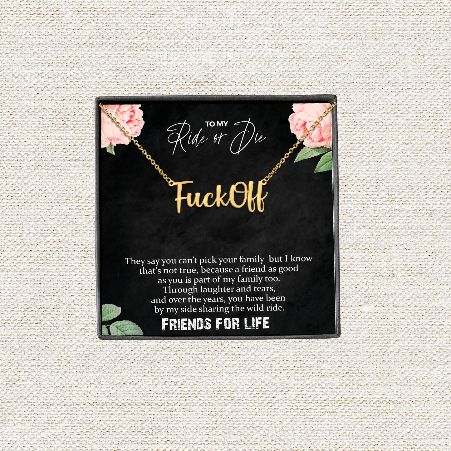 Fuck Off Cursive Necklace, Funny Fuck Off Charm, Necklace for Best Friend, Ride or Die Necklace, Birthday Gift