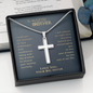 To My Little Brother Engraved Cross Necklace Gift, Gift For Little Brother from Sister, Graduation Gift, Birthday Gift For Brother