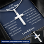 Personalized To My Bonus Son on his Graduation Day Cross Necklace Gift | Gift from Step Mom/ Bonus Mom | Gift from Step Dad / Bonus Dad