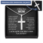 Engraved I Miss You Mom Cross Necklace Chain Link | Mom Memorial Necklace | Loss of Mother Gift | Mother Loss Sympathy Gift