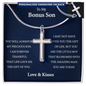 Personalized To My Bonus Son on his Graduation Day Cross Necklace Gift | Gift from Step Mom/ Bonus Mom | Gift from Step Dad / Bonus Dad