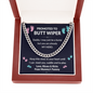 Promoted To Butt Wiper Cuban Chain Link Necklace | First Father's Day | Baby Bump Gift to Dad