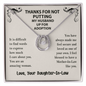 Thanks for Not Putting My Husband Up For Adoption Lucky in Love Necklace | Funny Mother's Day Gift For Mother-In-Law | Gift from Daughter-In-Law| Blessed to Have You In my Life