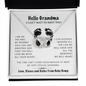 Hello Grandma Love Knot Necklace, Pregnancy Reveal Gift, Gift for Grandmother To Be
