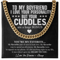 To My Boyfriend I Love Your Personality Chain Necklace, Romantic Gift for Boyfriend, Cute Anniversary Gift for Boyfriend, Boyfriend Birthday