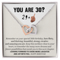 30th Birthday Message Card Necklace - Thirty Flirty and Thriving - 30th Birthday Gift for Best Friend