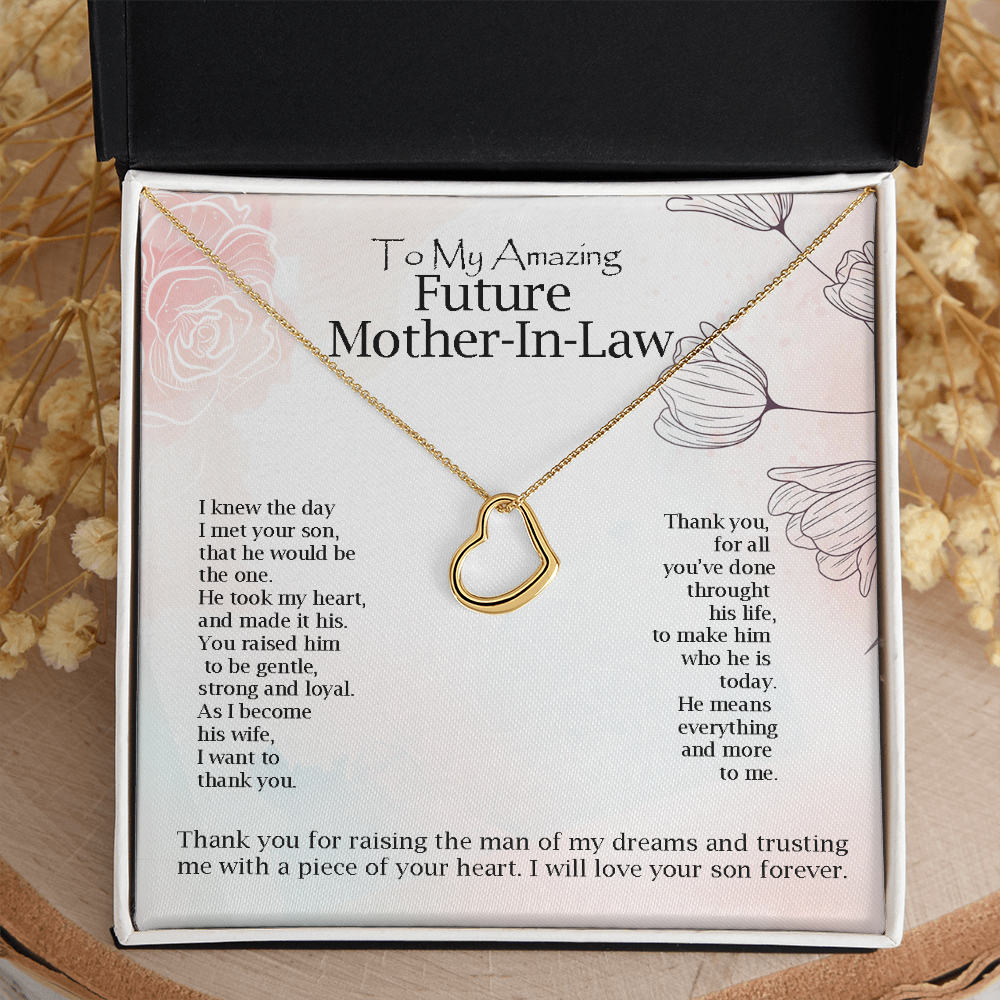 To My Amazing Future Mother-In-Law Heart Necklace | Gift for Boyfriend's Mom | Mother In Law Wedding Gift From Bride | Mother of the Groom Necklace | Future Mother in Law Wedding Gift | Sentimental Gift For Mother-In-Law