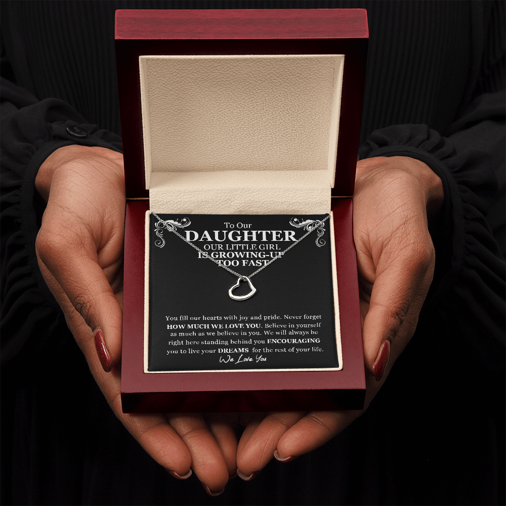 To Our Daughter Delicate Heart Necklace | Gift For Daughter From Mom & Dad, Daughter Birthday, Daughter Graduation