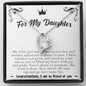 For My Daughter, I Am Proud Of You Graduation Love Necklace | Graduation Gift From Mom, Dad