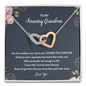 To My Amazing Grandma Distance Never Separates Two Hearts Interlocked Hearts Necklace | Gift from Granddaughter/Grandson | Birthday, Christmas, & Mother's Day Gift for Grandma/Grandmother