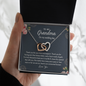 To My Grandma Thank You For Your Love And Support Interlocked Hearts Necklace | Gift from Granddaughter/Grandson | Wedding Day Gift for Grandma/Grandmother