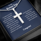 Personalized To My Bonus Son on his Graduation Day Cross Necklace Gift | Gift from Step Mom/ Bonus Mom | Gift from Step Dad/ Bonus Dad | Gift for Step Son