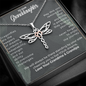 To Our Granddaughter, Live Your Dreams Dragonfly Necklace Your Grandma & Grandpa | Granddaughter Graduation, Birthday Gift