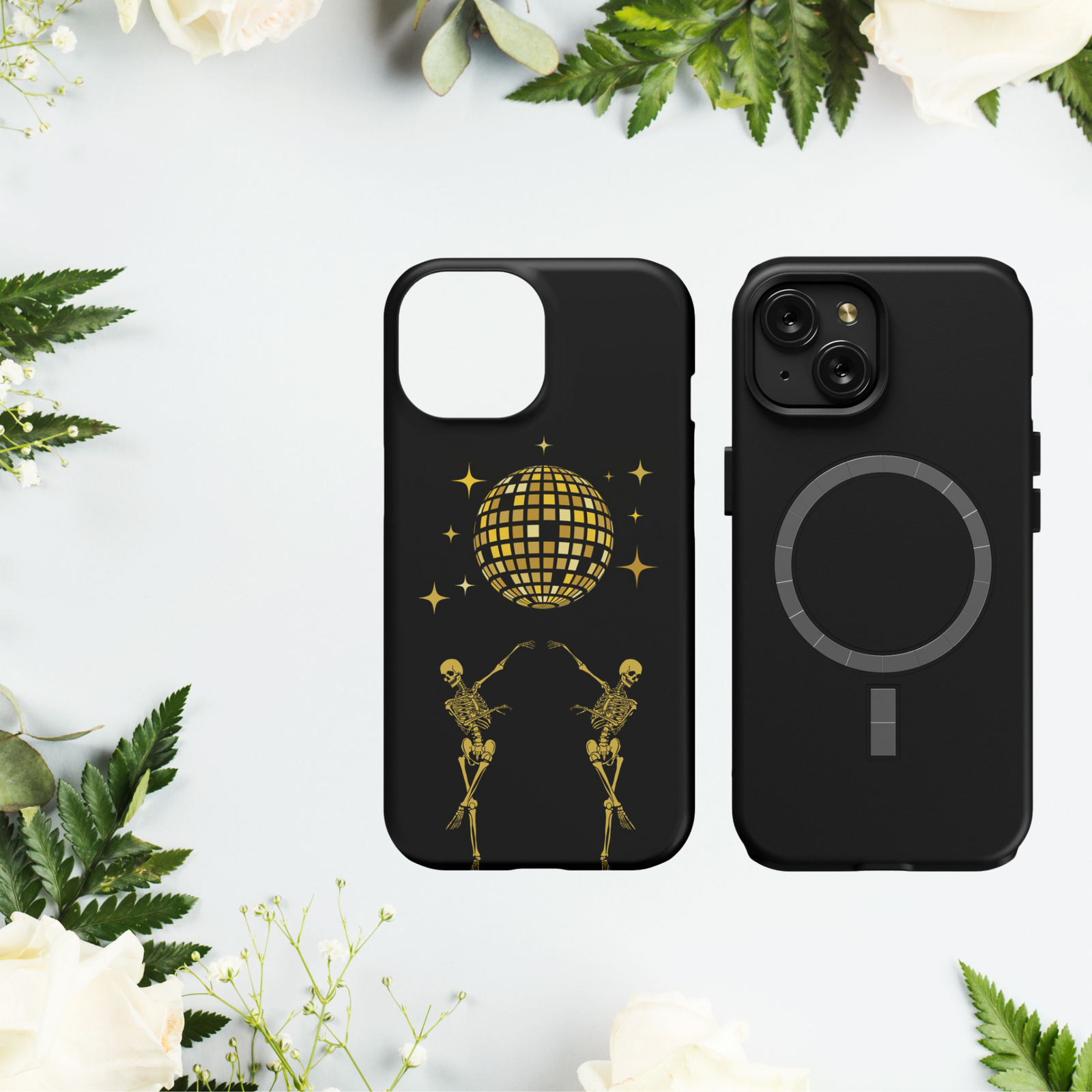 Dancing Skeleton MagSafe iPhone 15 Case, Disco Ball Art Trendy Phone Cases, Birthday Gift for Bestie, Dark Acadamia, Spooky Gifts for Her