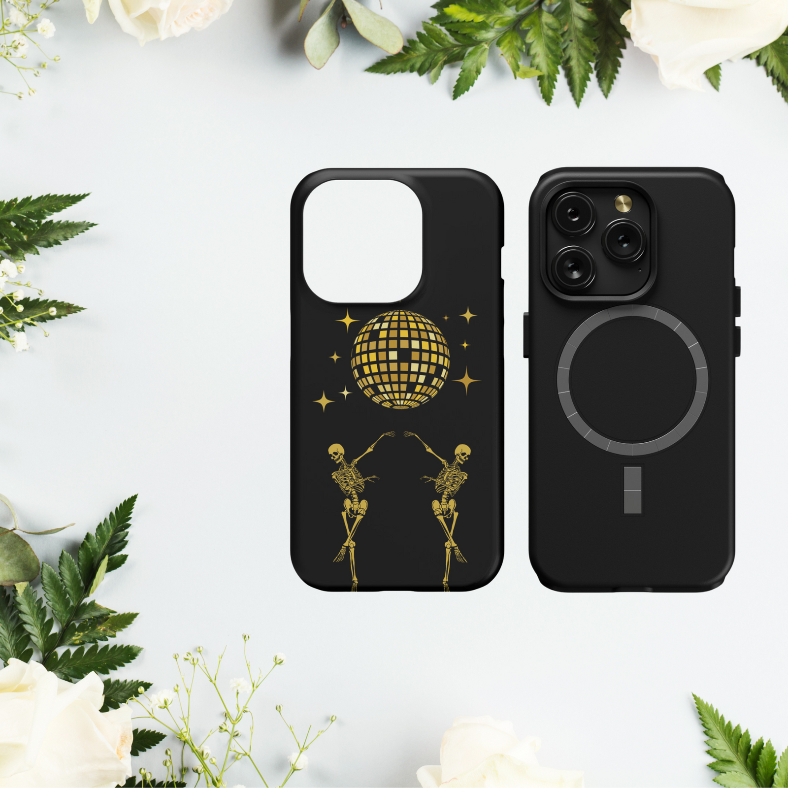 Dancing Skeleton MagSafe iPhone 15 Pro Max Case, Disco Ball Art Trendy Phone Cases, Birthday Gift for Bestie, Dark Acadamia, Spooky Gifts for Her