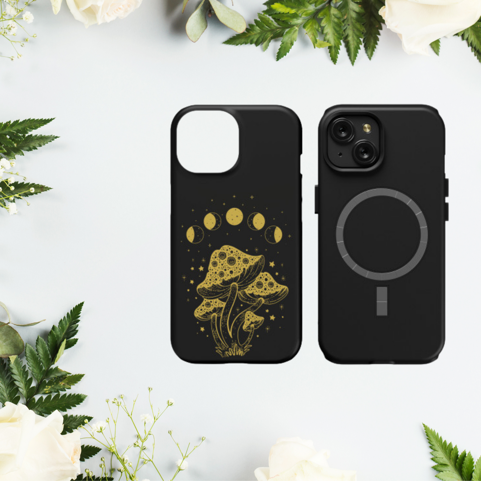 Moon Mushroom MagSafe iPhone 15 Plus Case, Vintage Cottage Core Phone Cases,  Nature Lovers Gift, Enchanted Forest, Birthday Gift for Her