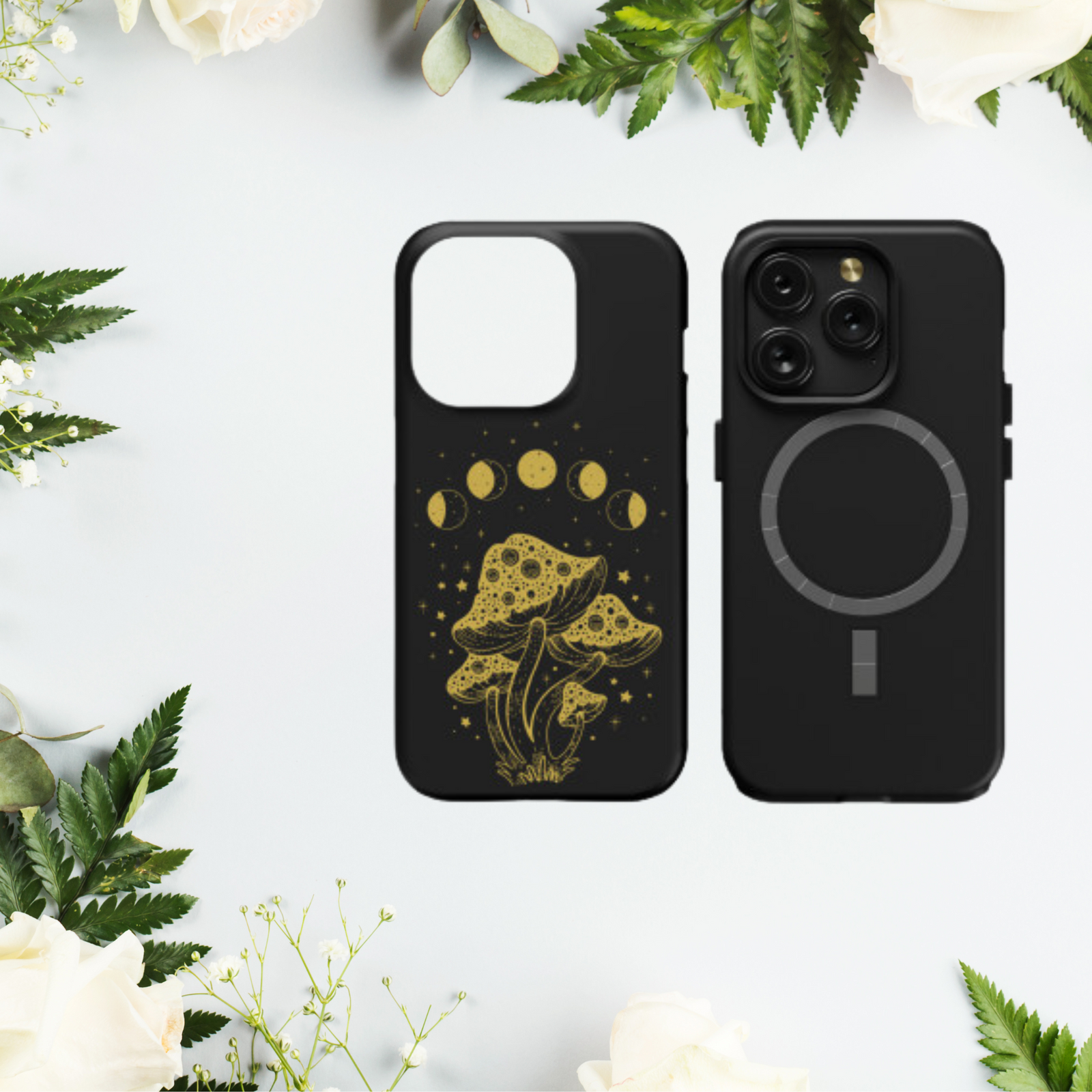 Moon Mushroom MagSafe iPhone 15 Pro Case, Vintage Cottage Core Phone Cases,  Nature Lovers Gift, Enchanted Forest, Birthday Gift for Her
