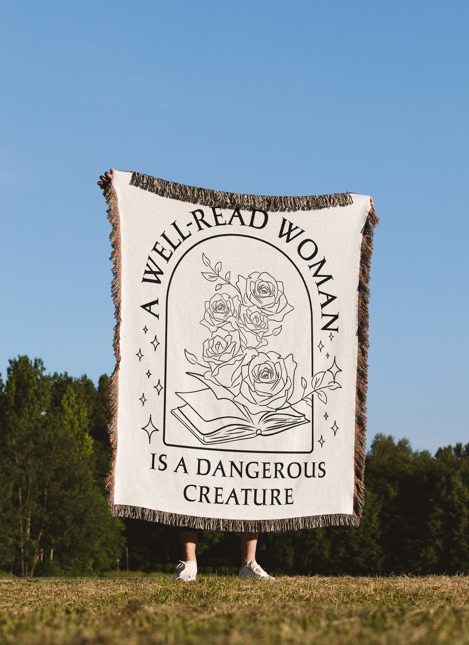 A Well Read Woman Bookish Blanket, Birthday Gift for Teacher, Librarian Blanket, Gift for Readers, Book Lover Gift for Her, Book Blanket