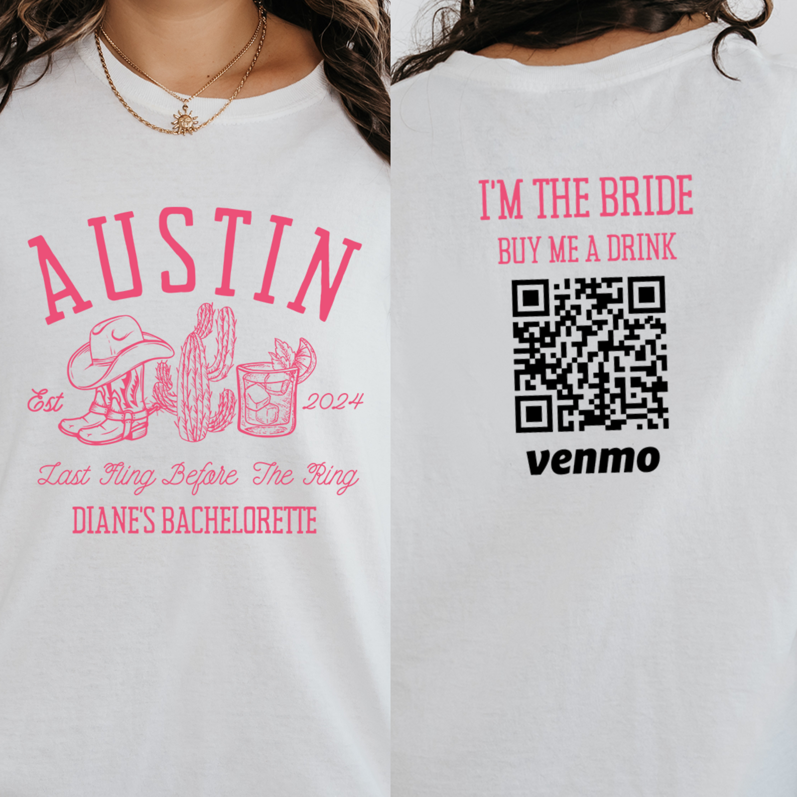 Personalized Desert Bachelorette Party Shirts, Custom Venmo QR Code Shirts, Buy The Bride A Drink Shirts, Girls Club Shirt, Bach Party Shirt