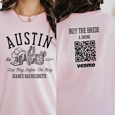 Personalized Desert Bachelorette Party Shirts, Custom Venmo QR Code Shirts, Buy The Bride A Drink Shirts, Girls Club Shirt, Bach Party Shirt