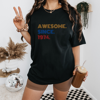 Personalized 50th Birthday Shirt, Awesome Since 1974, Custom Venmo Buy Me A Drink Shirt, 50th Birthday Gift for Men Women, Born in 1974