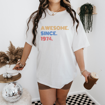 Personalized 50th Birthday Shirt, Awesome Since 1974, Custom Venmo Buy Me A Drink Shirt, 50th Birthday Gift for Men Women, Born in 1974