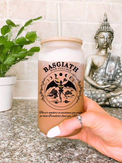 Custom Giant Basgiath War College Fourth Wing 16 oz Glass Mug, Dragon Rider Mug, Book Lover Gift, Violence Apothecary Mug, Bookish Gift for Her