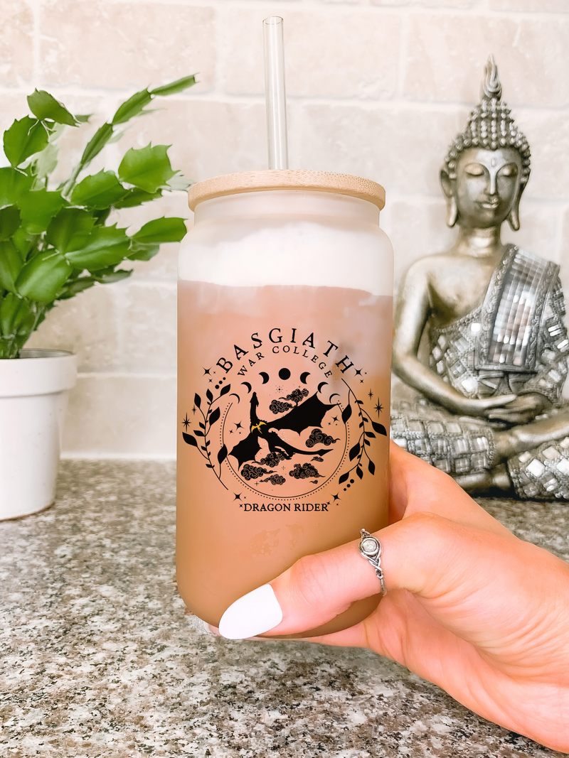 Basgiath War College Glass Mug Tumbler, Bookish Mug, Fourth Wing Coffee Mug, Trendy Bookish Gift, Fantasy Reader Gift Ideas