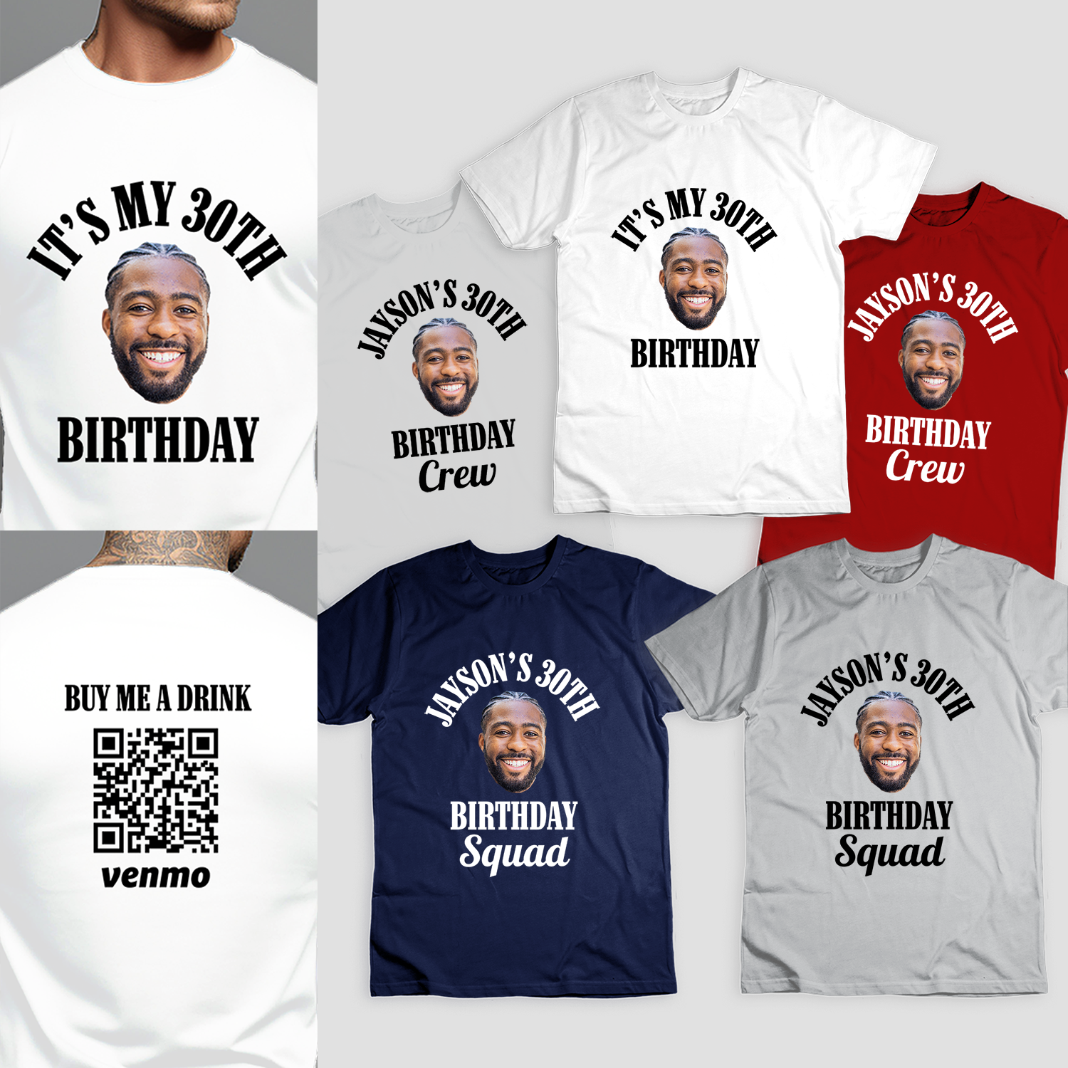 Custom Face Birthday Shirt, Funny Birthday Gift Ideas, Personalized Photo Shirt, Buy Me A Drink Venmo Shirts, Birthday Party Shirts
