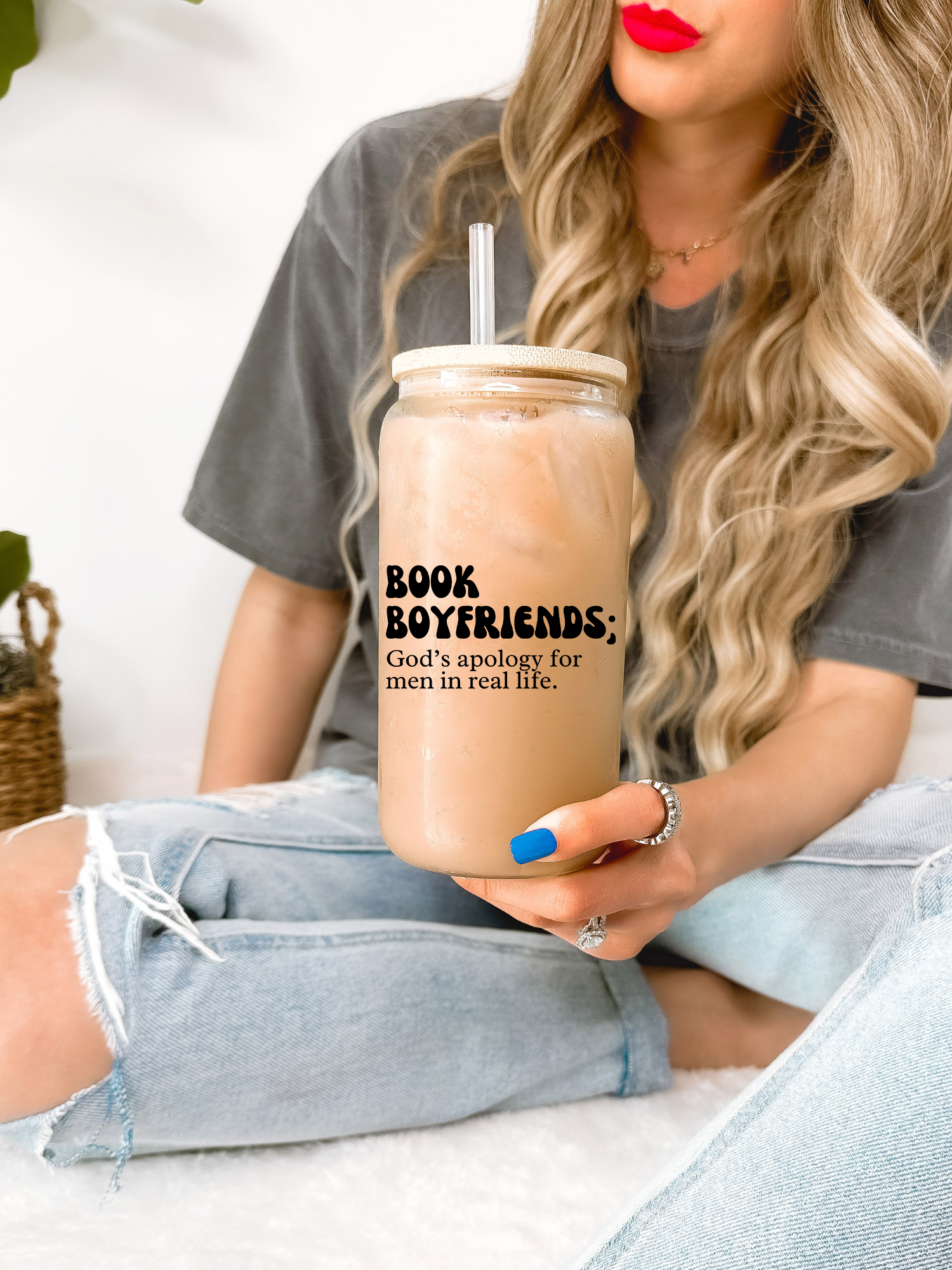Book Boyfriend Glass Mug, Bookish Tumbler, Book Lover Gift , Smut Reader Coffee Mug, Reading Lover Travel Mug, Birthday Gift for Her
