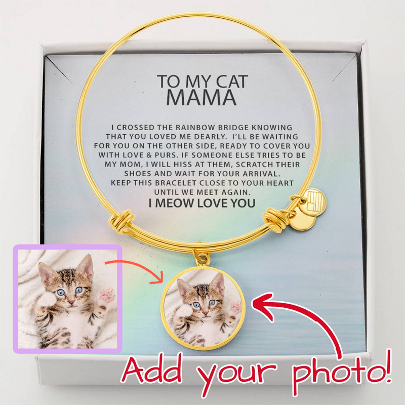Personalized To My Cat Mama Bracelet, Custom Cat Photo Bracelet, Cat Memorial Remembrance Gift for Cat Mom, Christmas Gift for Cat Lovers