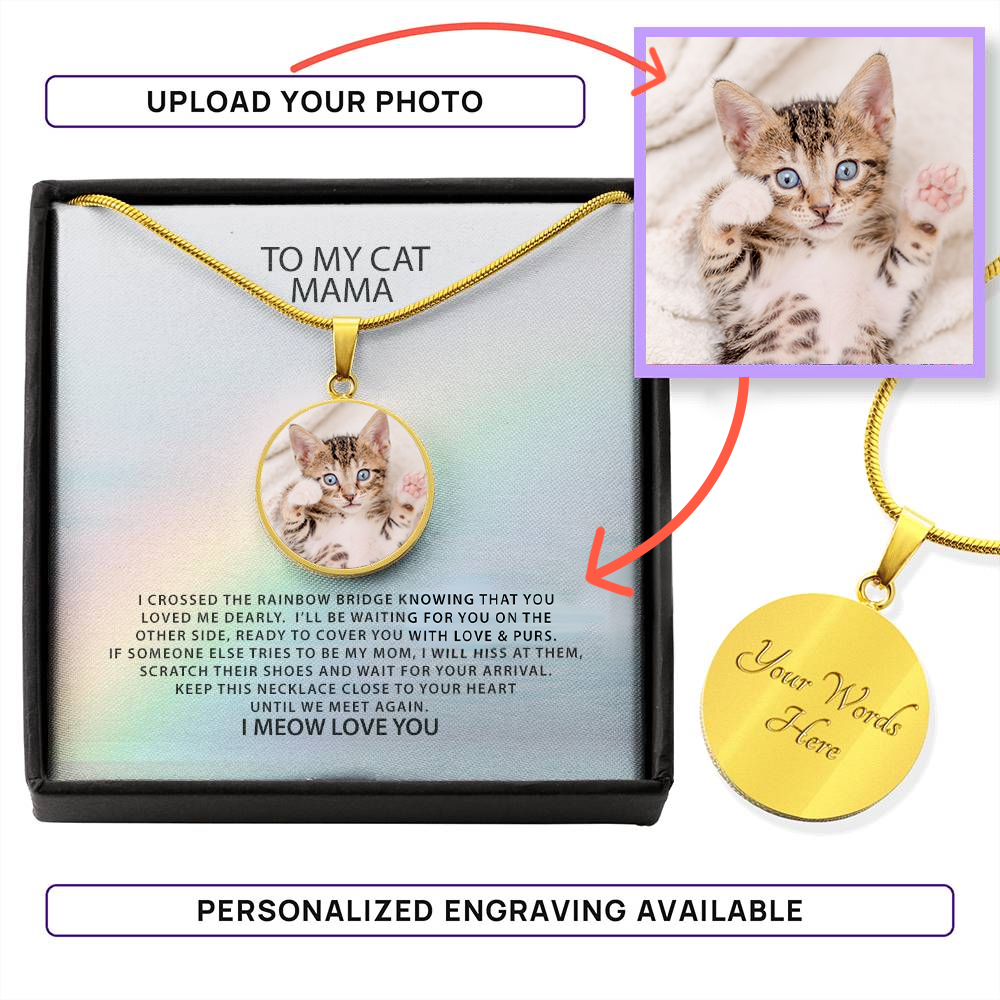 Personalized To My Cat Mama Necklace, Custom Cat Photo Necklace, Cat Memorial Remembrance Gift for Cat Mom, Christmas Gift for Cat Lovers