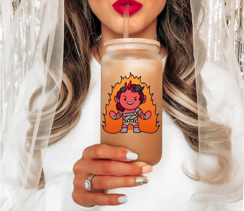 Baldur's Gate 3 Glass Mug Tumbler, BG3 Coffee Cup, Funny Gaming Gift, Gamer Gift for Her, Cute Cartoon Tumbler