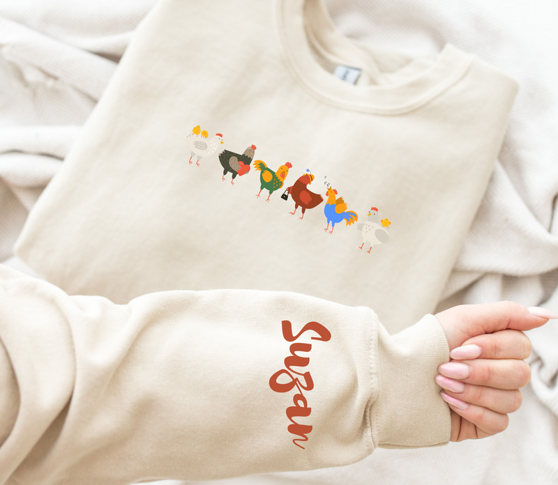 Personalized Chicken Sweatshirt, Chicken Lover Gift, Custom Name Sweatshirt, Country Woman Shirt, Crazy Chicken Lady, Farm Mom Shirt