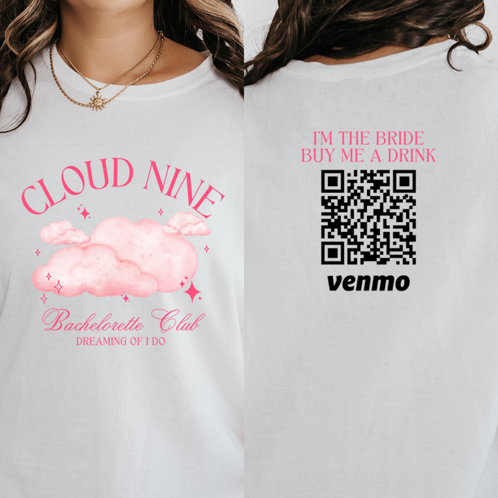 Personalized Cloud Nine Bachelorette Shirt, Bride On Cloud Nine, Soft Girl Bachelorette Party, Custom Venmo Buy The Bride A Drink Bach Shirt