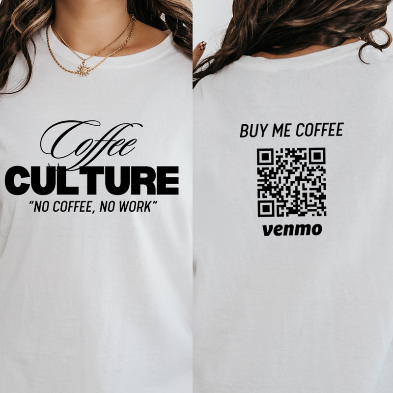 Personalized Coffee Culture Shirts, Custom Venmo Shirts Buy Me Coffee, Funny Gift for Coffee Lovers, Caffeine Addict, Espresso Lovers
