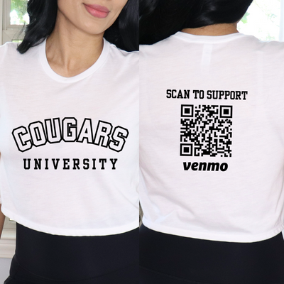 Personalized College Crop Top, Custom College Shirt, Custom Venmo Shirt, Student Gift, College Tshirt, University Tshirt, Graduation Gift