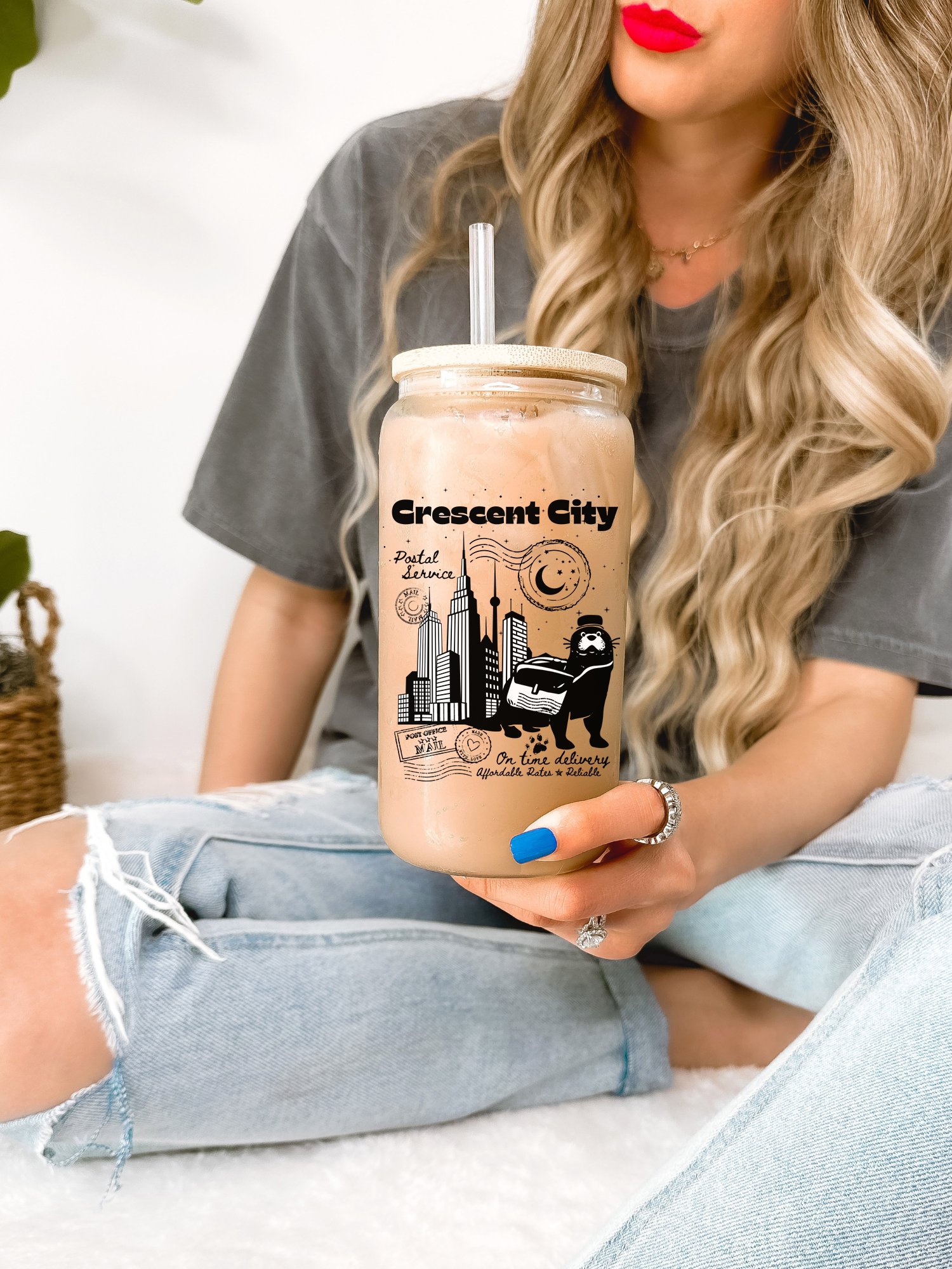 16 oz Crescent City Postal Service Glass Mug, Gift for Book Lovers, Bookish Tumbler, Birthday Gift for Bookworm Best Friend Book Club Gifts