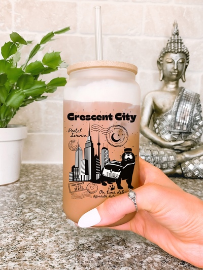 16 oz Crescent City Postal Service Glass Mug, Gift for Book Lovers, Bookish Tumbler, Birthday Gift for Bookworm Best Friend Book Club Gifts