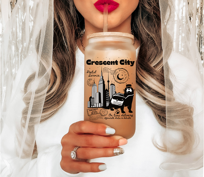 16 oz Crescent City Postal Service Glass Mug, Gift for Book Lovers, Bookish Tumbler, Birthday Gift for Bookworm Best Friend Book Club Gifts