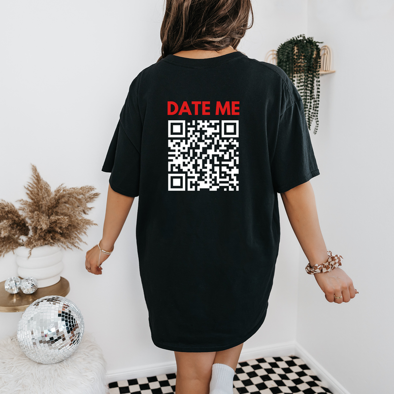Personalized Date Me QR Code Shirt, Custom Social Media QR Code Tee, Funny Gift for Best Friend, Instagram QR Code Shirts