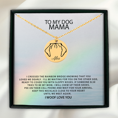 My Dog Mama Personalized Memorial Pet Ear Necklace | Rainbow Bridge Dog Necklace | Loss of Dog Gift | Dog Loss Gift | Dog Mom Gift