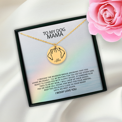 My Dog Mama Personalized Memorial Pet Ear Necklace | Rainbow Bridge Dog Necklace | Loss of Dog Gift | Dog Loss Gift | Dog Mom Gift