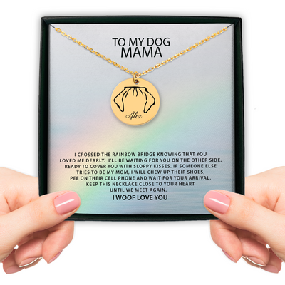 My Dog Mama Personalized Memorial Pet Ear Necklace | Rainbow Bridge Dog Necklace | Loss of Dog Gift | Dog Loss Gift | Dog Mom Gift