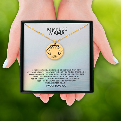 My Dog Mama Personalized Memorial Pet Ear Necklace | Rainbow Bridge Dog Necklace | Loss of Dog Gift | Dog Loss Gift | Dog Mom Gift