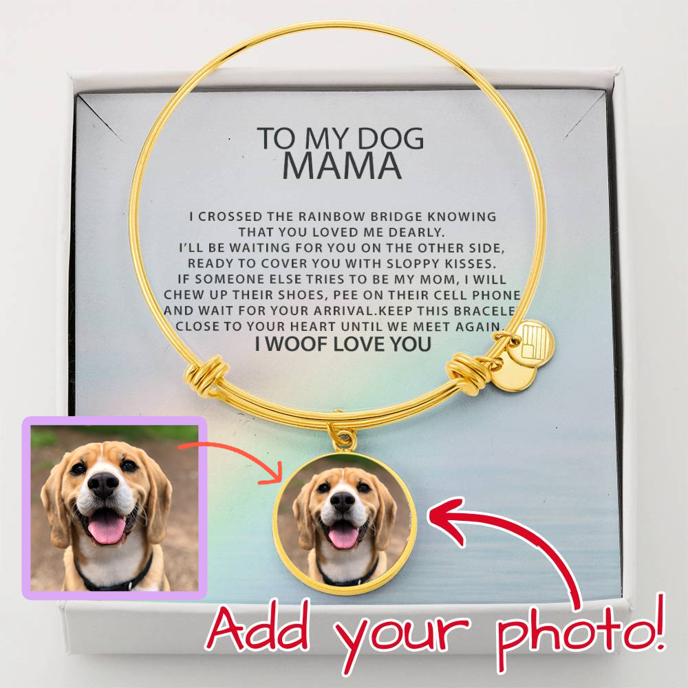 Personalized To My Dog Mama Bracelet, Custom Dog Photo Bracelet, Dog Memorial Remembrance Gift for Dog Mom, Christmas Gift for Dog Lovers