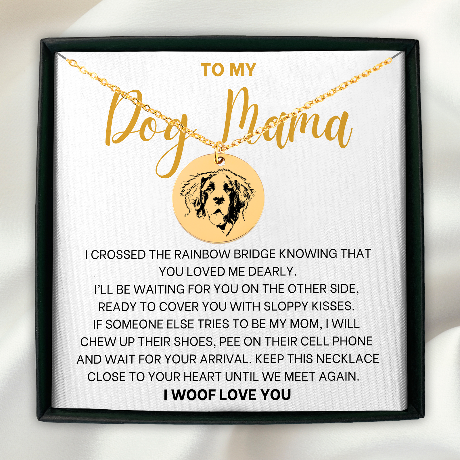 Personalized To My Dog Mama Necklace, Custom Dog Photo Necklace, Dog Loss Jewelry, Sympathy Gift for Dog Mom, Remembrance Gift for Her