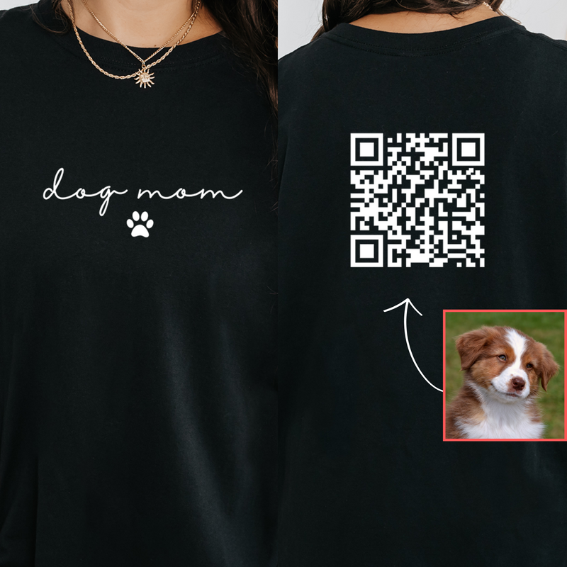 Personalized Dog Mom Shirt, Custom Pet Photo QR Code Shirt, Gift for Dog Mom, Cat Mom Shirts, Gift for Dog Lovers, Cat Lovers Shirts